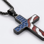 Patriotic American Flag Cross Pendant Necklace