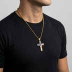 Patriotic American Flag Cross Pendant Necklace