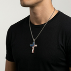 Patriotic American Flag Cross Pendant Necklace