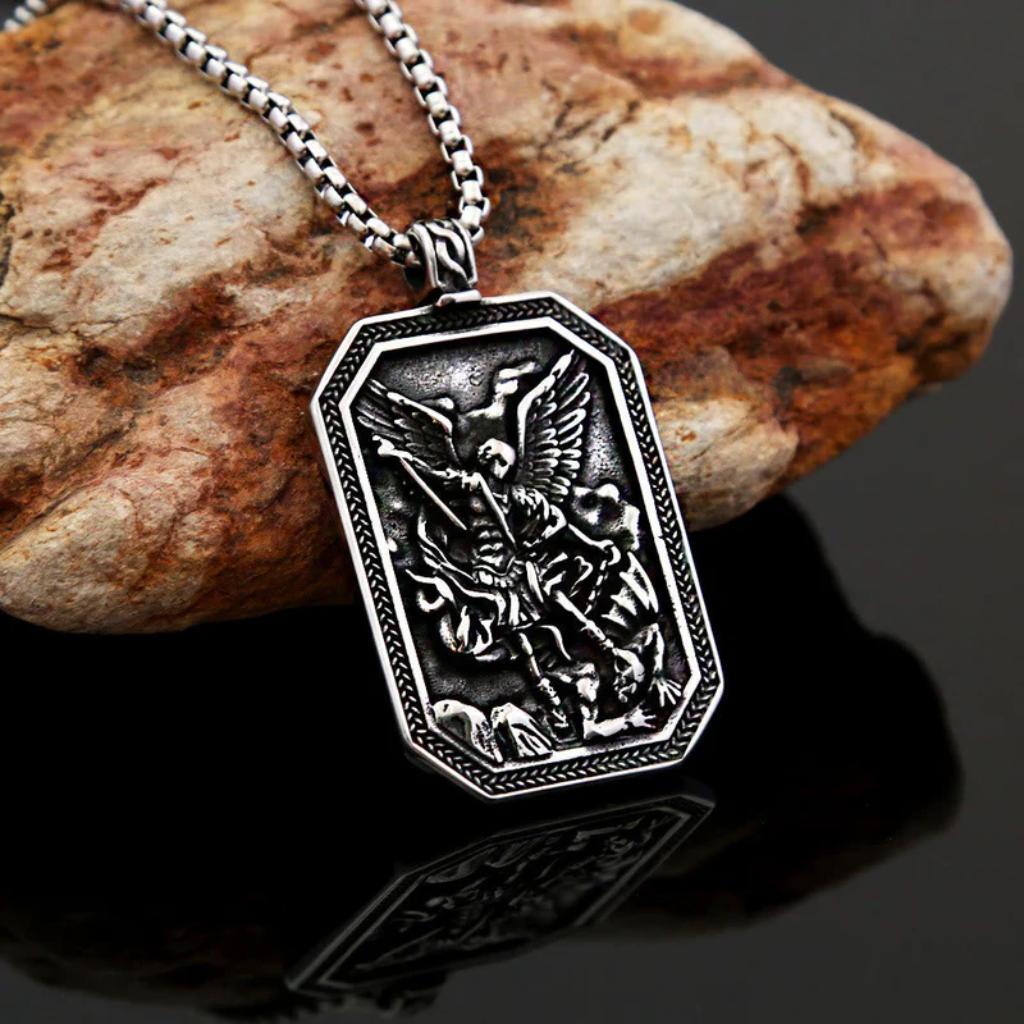 Pendant Necklace | St. Michael the Archangel Stainless Steel-Tithesource-Silver-