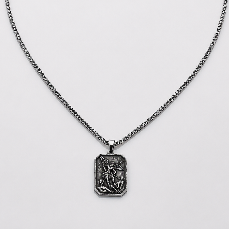 Saint Michael Necklace Pendant Stainless Steel Archangel Protection Men
