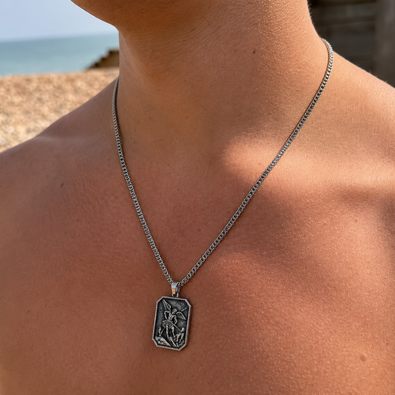 Saint Michael Necklace Pendant Stainless Steel Archangel Protection Men