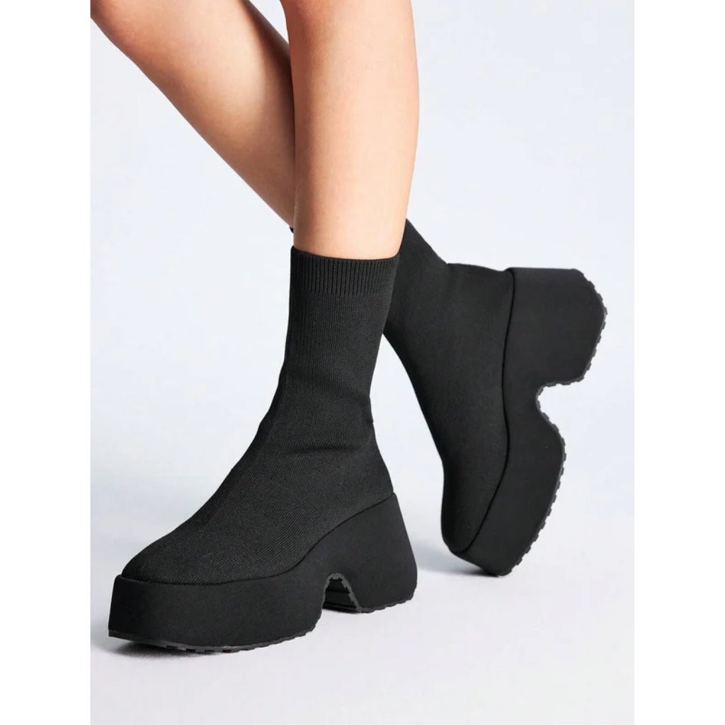 Platform Boots Women Chunky Goth Punk Black Y2K
