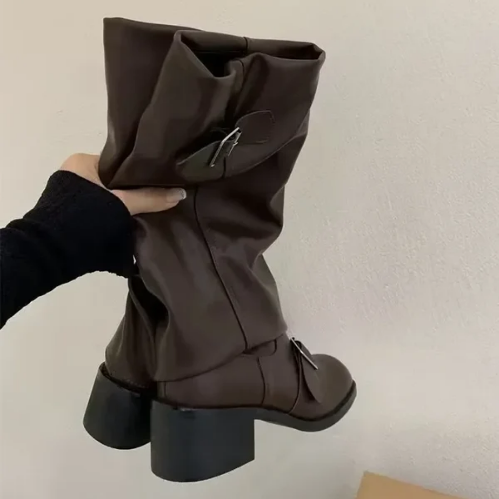 Platform Boots Women Knee High Chunky Goth Punk