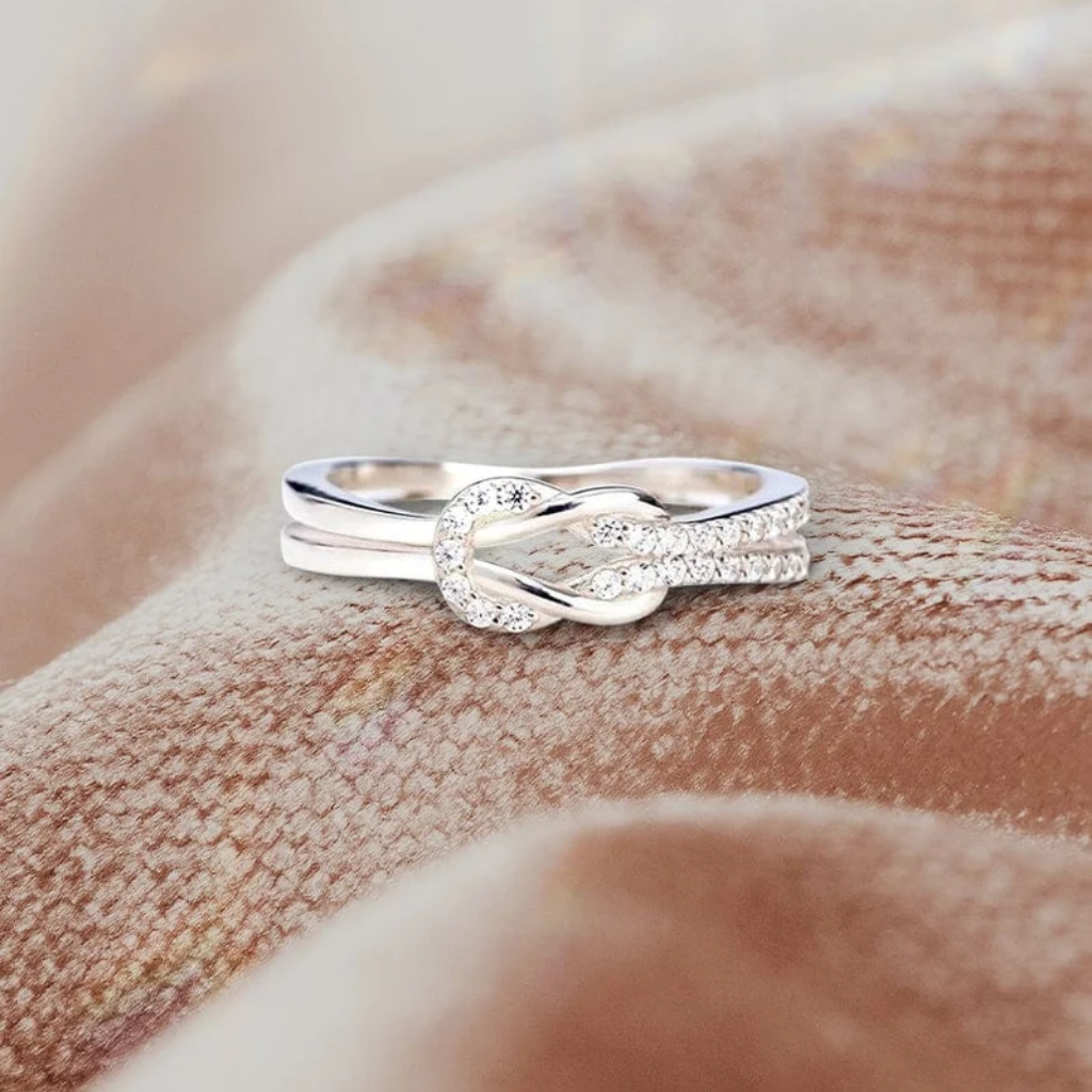Promise Ring Women Infinity Love Knot Cubic Zirconia Pave Silver