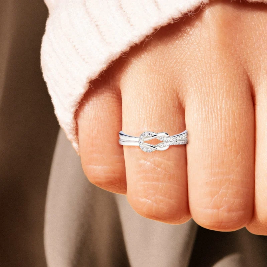 Promise Ring Women Infinity Love Knot Cubic Zirconia Pave Silver