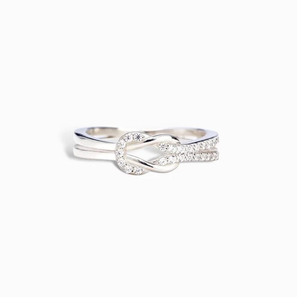 Promise Ring Women Infinity Love Knot Cubic Zirconia Pave Silver