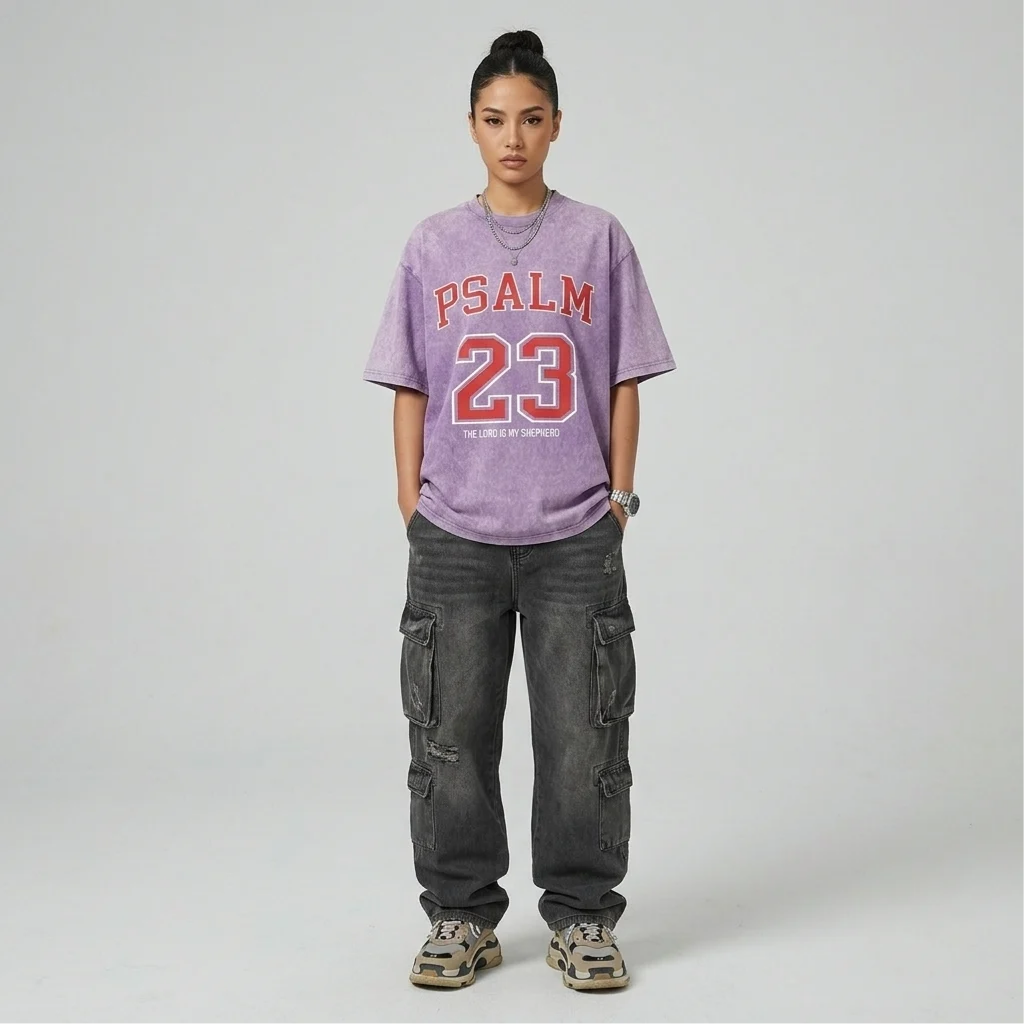 Psalm 23 Christian Washed T-Shirt-Tithesource-