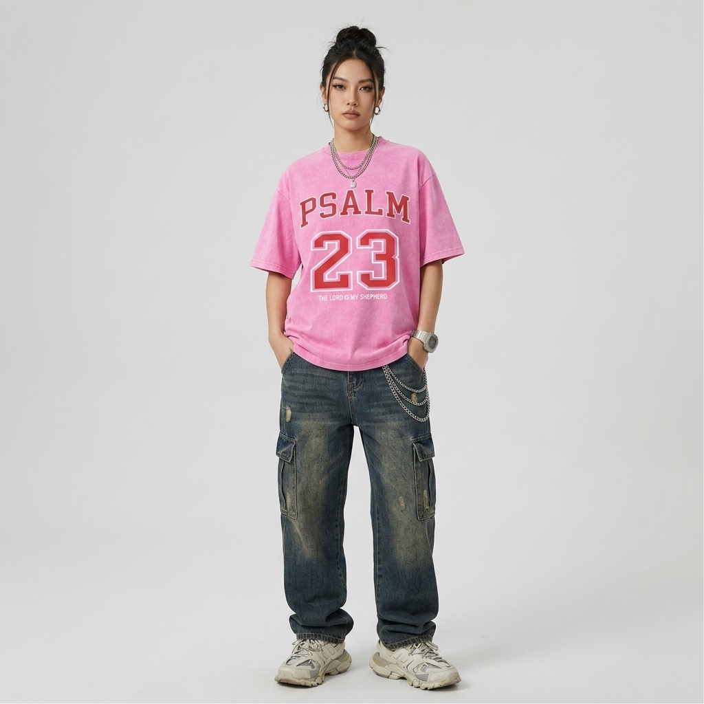 Psalm 23 Christian Washed T-Shirt-Tithesource-