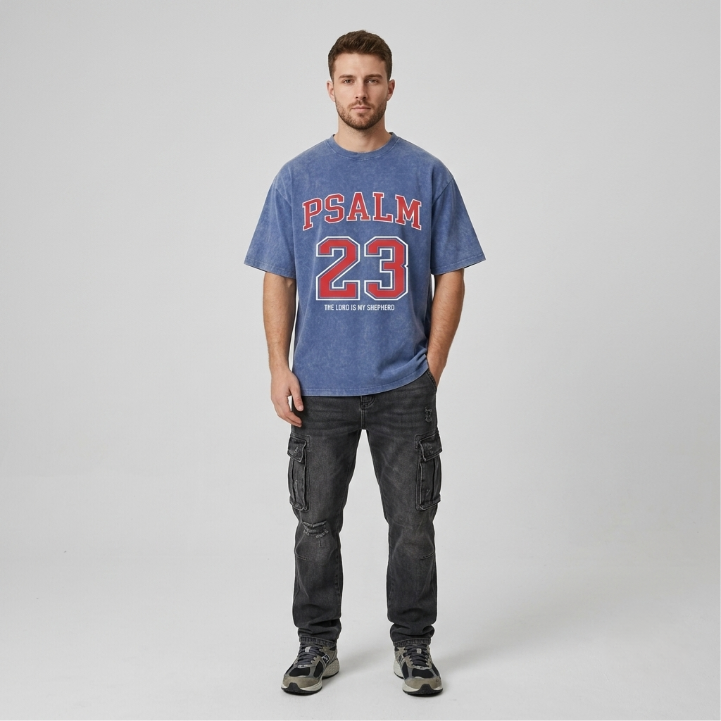 Psalm 23 Christian Washed T-Shirt-Tithesource-