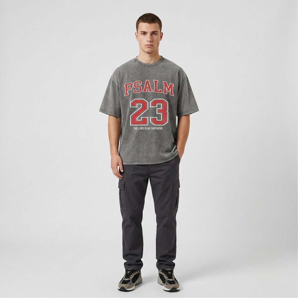 Psalm 23 Christian Washed T-Shirt-Tithesource-