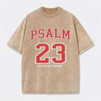 Psalm 23 Christian Washed T-Shirt-Tithesource-Beige-S-