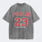 Psalm 23 Christian Washed T-Shirt-Tithesource-Gray-S-