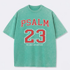 Psalm 23 Christian Washed T-Shirt-Tithesource-Green-S-