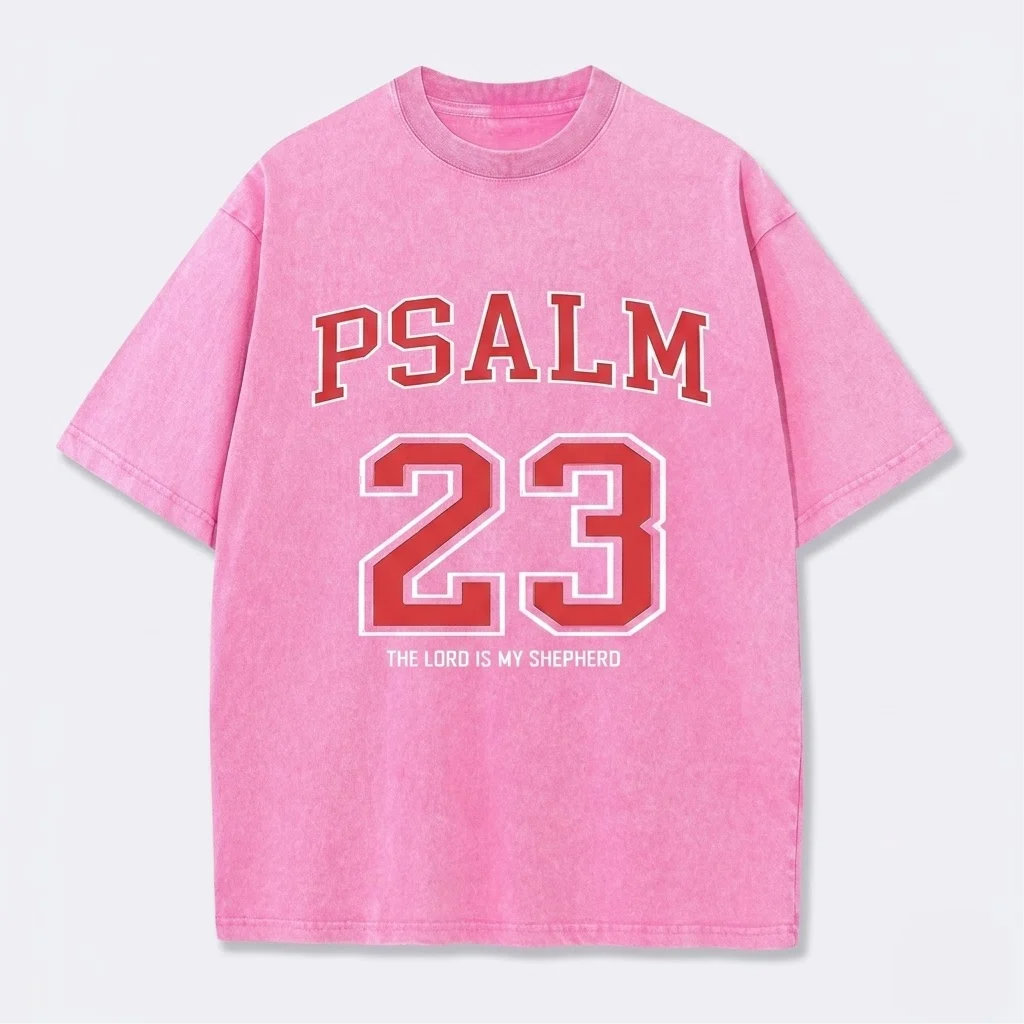 Psalm 23 Christian Washed T-Shirt-Tithesource-Pink-S-