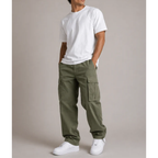 Relaxed Fit Cargo Pants - Cuffed Hem