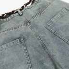 Retro Barrel Jeans - Patchwork Denim Blue and Black-Tithesource-