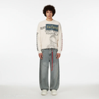 Retro Barrel Jeans - Patchwork Denim Blue and Black-Tithesource-