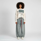 Retro Barrel Jeans - Patchwork Denim Blue and Black-Tithesource-