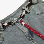 Retro Barrel Jeans - Patchwork Denim Blue and Black-Tithesource-