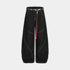 Retro Barrel Jeans - Patchwork Denim Blue and Black-Tithesource-Black-S-