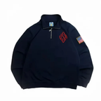 Retro Quarterzip Pullover Blue USA