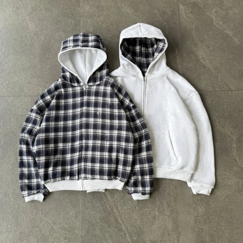 Reversible Zipper Hoodie - Loose fit