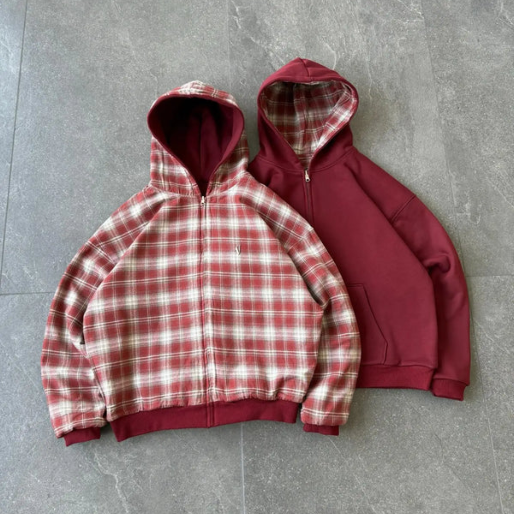 Reversible Zipper Hoodie - Loose fit