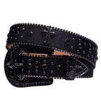 Rhinestone Diamant Cross Belt Women - Western Cowboy Buckle Belt-Tithesource-