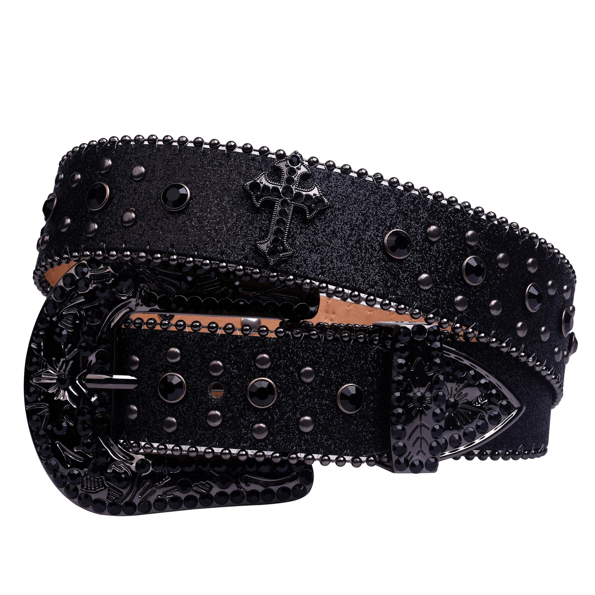 Rhinestone Diamant Cross Belt Women - Western Cowboy Buckle Belt-Tithesource-
