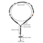 Rosary Necklace Cross Tiger Eye Natural Stone Beaded Men Women