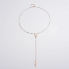 Rosary Necklace Women Cross Stainless Steel Beaded