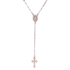 Rosary Necklace Women Cross Stainless Steel Beaded