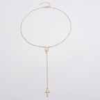 Rosary Necklace Women Cross Stainless Steel Beaded