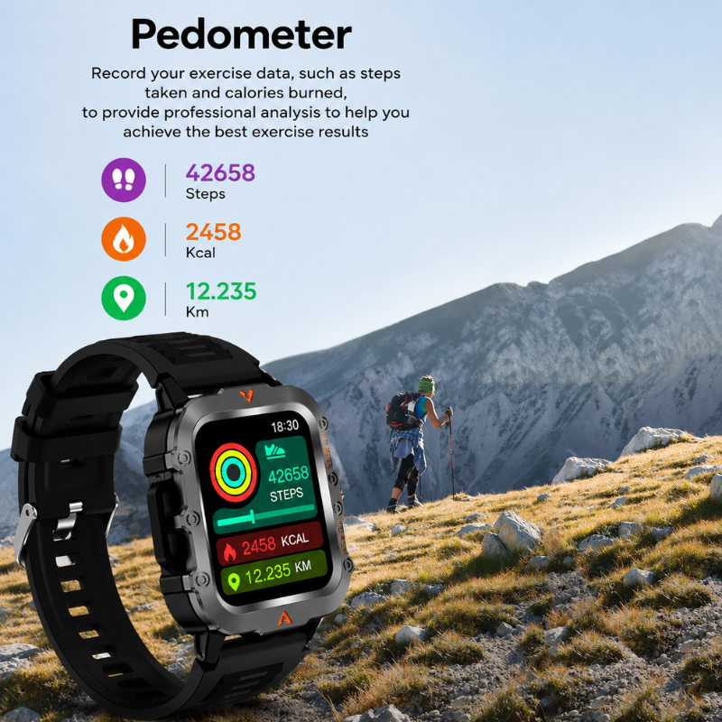 Rugged Smart Watch - Flashligt - Fitness Tracking