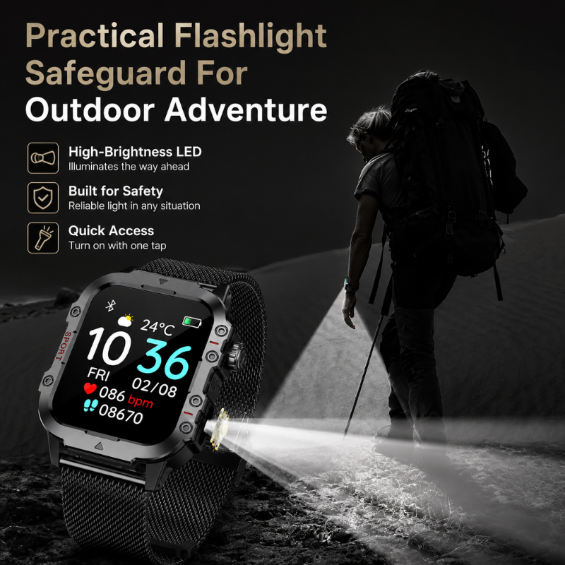 Men's Rugged Smart Watch - Outdoor - Bluetooth