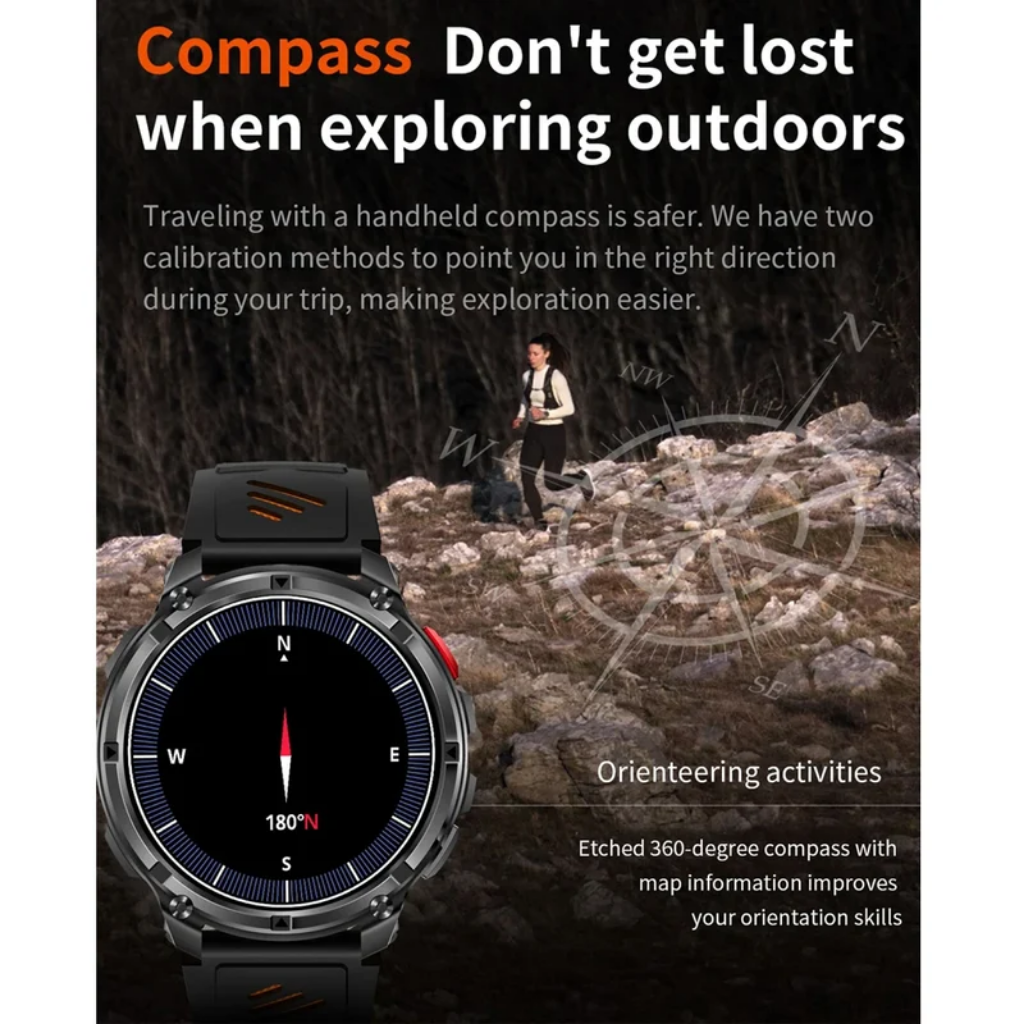 Rugged Smart Watch Silicone Band - GPS - Outdoor - Waterproof