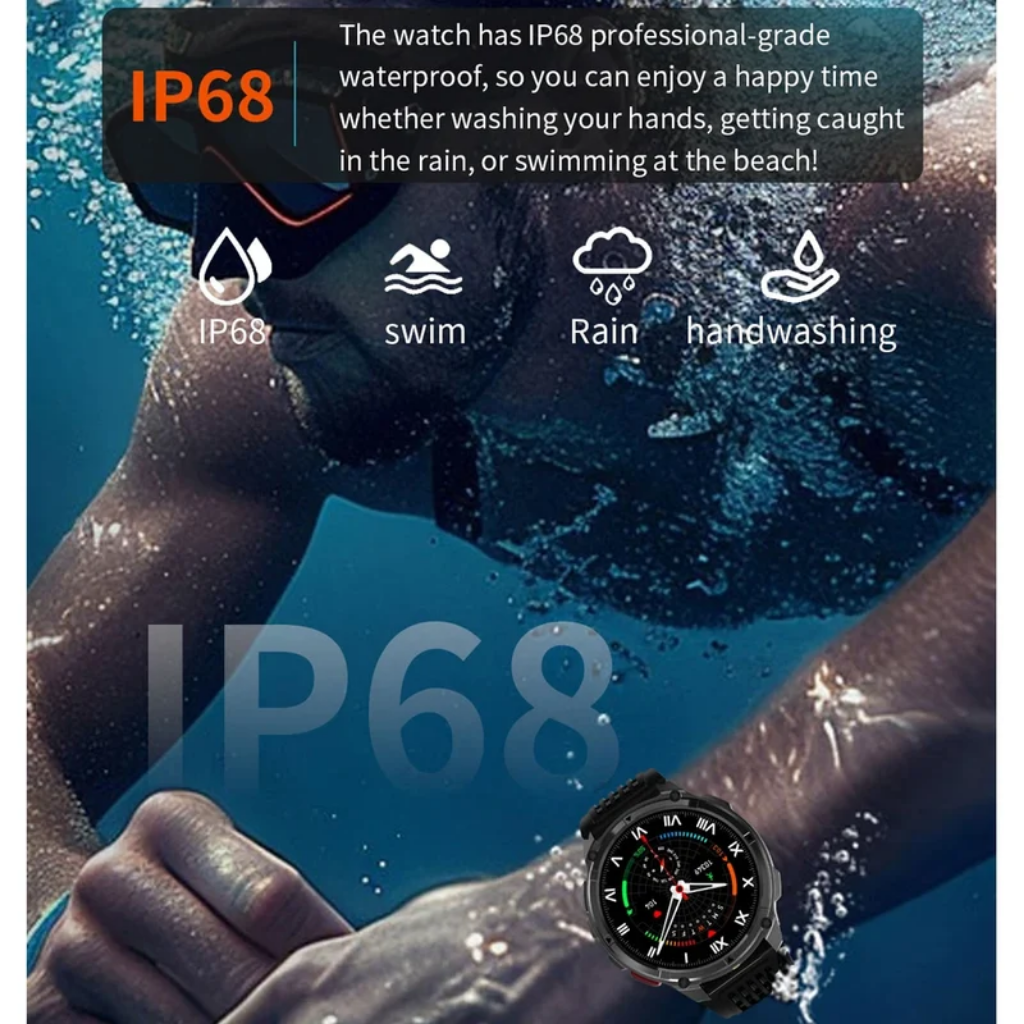 Rugged Smart Watch Silicone Band - GPS - Outdoor - Waterproof
