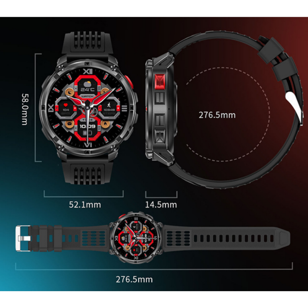 Rugged Smart Watch Steel Bracelet - GPS - Outdoor - 5ATM
