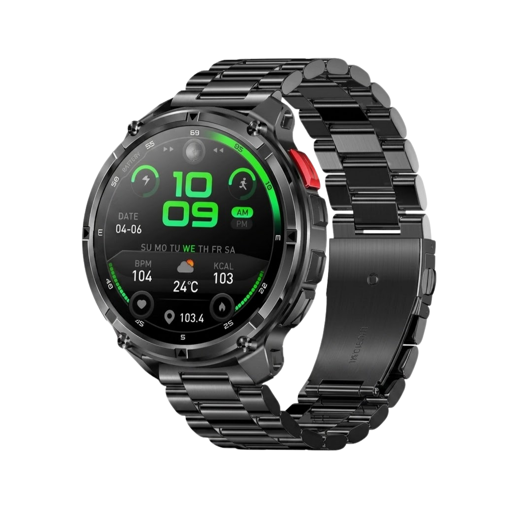 Rugged Smart Watch Steel Bracelet - GPS - Outdoor - 5ATM
