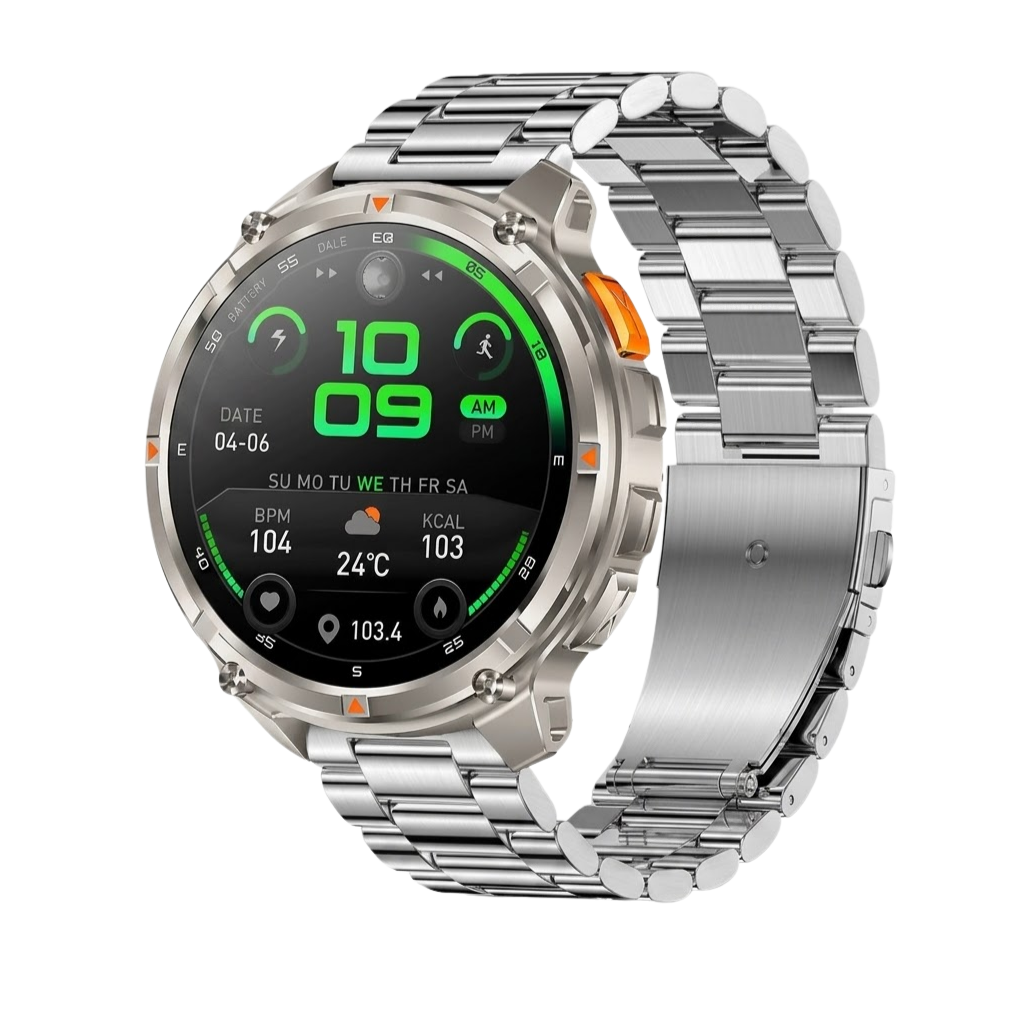 Rugged Smart Watch Steel Bracelet - GPS - Outdoor - 5ATM