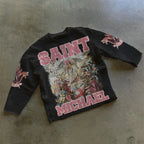 Saint Michael Longsleeve T-Shirt | Oversized Streetwear-Tithesource-Black-XS-