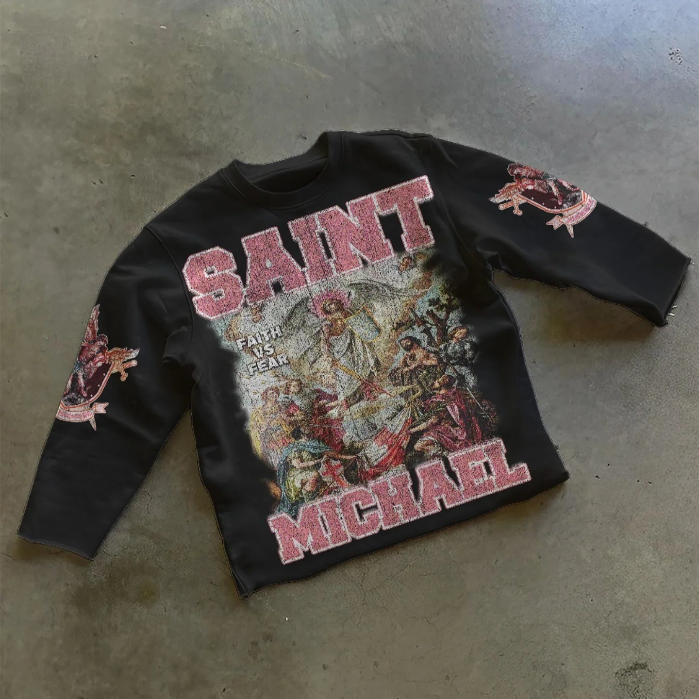 Saint Michael Longsleeve T-Shirt | Oversized Streetwear-Tithesource-Black-XS-