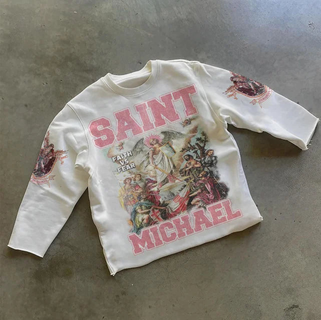 Saint Michael Longsleeve T-Shirt | Oversized Streetwear-Tithesource-Pink-XS-
