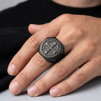 Saint Benedict Ring Catholic Cross Medal Protection Stainless Steel Signet Ring Men-Tithesource-