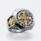Saint Benedict Ring Catholic Cross Medal Protection Stainless Steel Signet Ring Men-Tithesource-Gold/Silver-7-