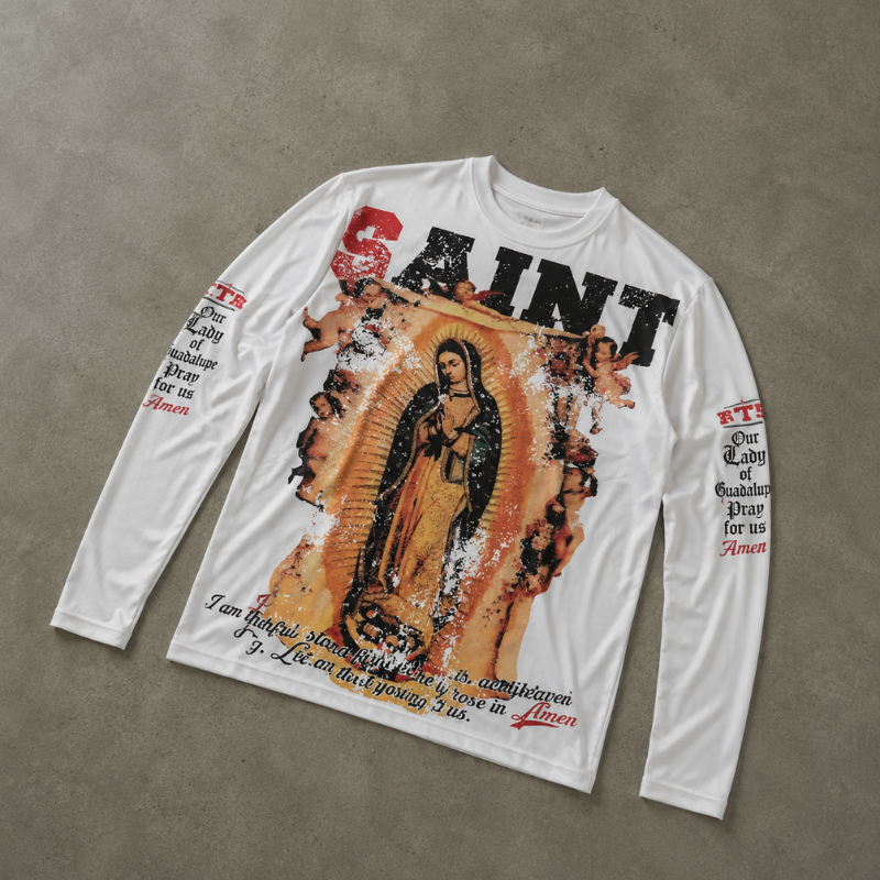 Long Sleeve Shirt Oversized Graphic Streetwear Christian Saint Michael