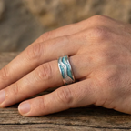 Sea Ripple Silver Ring | White Gold Color
