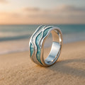Sea Ripple Silver Ring | White Gold Color