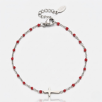 Silver Beaded Cross Bracelet